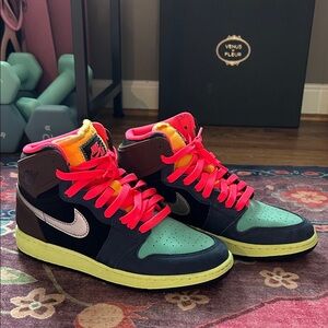 Nike Multicolor High Top Sneakers with Neon Laces